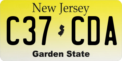 NJ license plate C37CDA