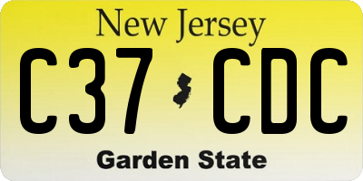 NJ license plate C37CDC