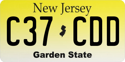 NJ license plate C37CDD