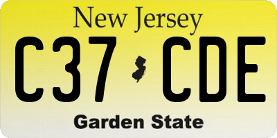 NJ license plate C37CDE