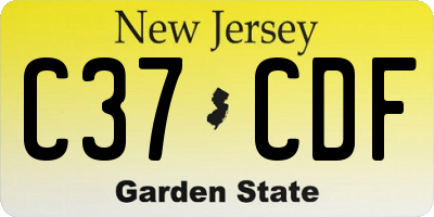 NJ license plate C37CDF