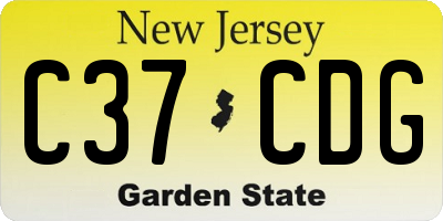 NJ license plate C37CDG