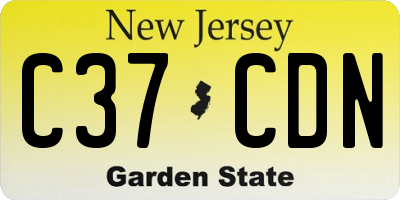 NJ license plate C37CDN