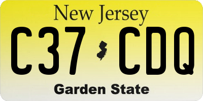 NJ license plate C37CDQ