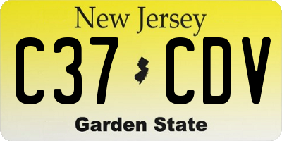 NJ license plate C37CDV