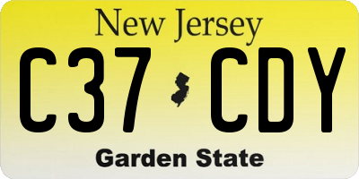 NJ license plate C37CDY