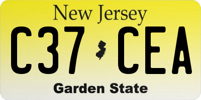 NJ license plate C37CEA