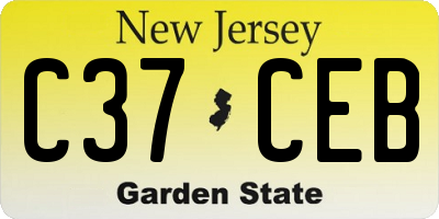 NJ license plate C37CEB