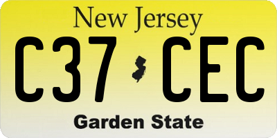 NJ license plate C37CEC