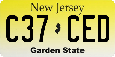 NJ license plate C37CED