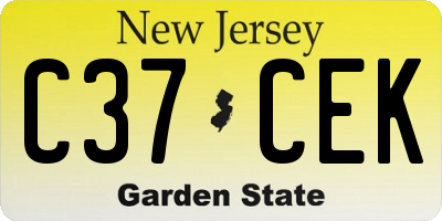 NJ license plate C37CEK