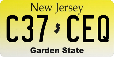 NJ license plate C37CEQ