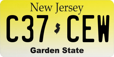 NJ license plate C37CEW