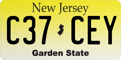 NJ license plate C37CEY