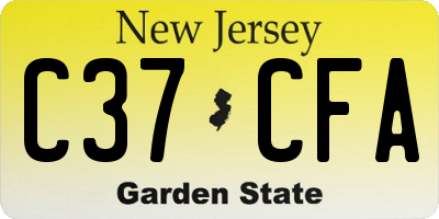 NJ license plate C37CFA