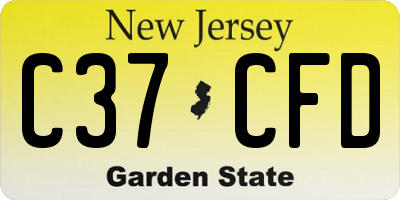 NJ license plate C37CFD