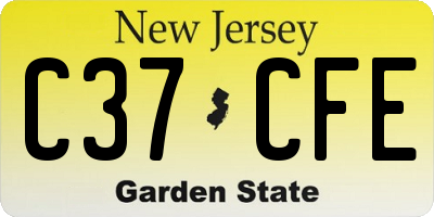 NJ license plate C37CFE