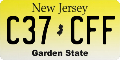 NJ license plate C37CFF