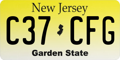 NJ license plate C37CFG