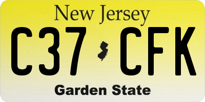 NJ license plate C37CFK