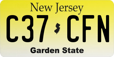NJ license plate C37CFN