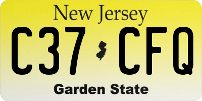 NJ license plate C37CFQ