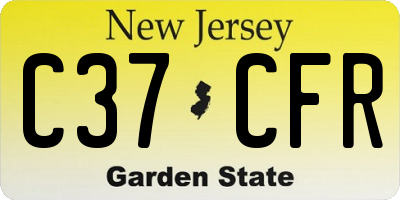 NJ license plate C37CFR