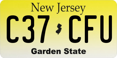 NJ license plate C37CFU