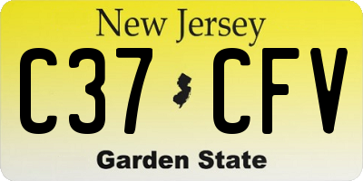 NJ license plate C37CFV