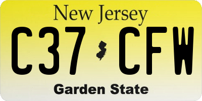 NJ license plate C37CFW