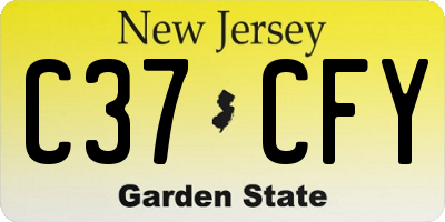NJ license plate C37CFY