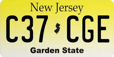 NJ license plate C37CGE