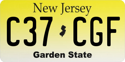 NJ license plate C37CGF