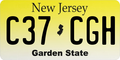 NJ license plate C37CGH