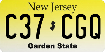 NJ license plate C37CGQ