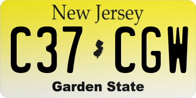 NJ license plate C37CGW