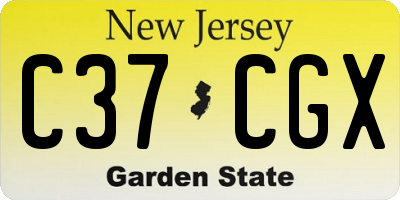NJ license plate C37CGX