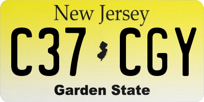 NJ license plate C37CGY