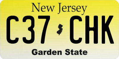 NJ license plate C37CHK