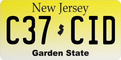 NJ license plate C37CID