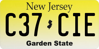 NJ license plate C37CIE