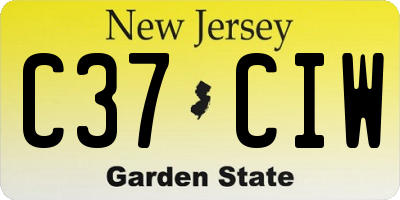 NJ license plate C37CIW