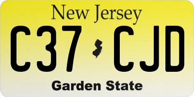 NJ license plate C37CJD