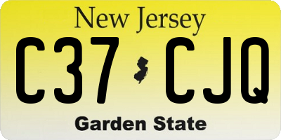 NJ license plate C37CJQ