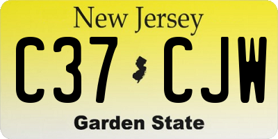 NJ license plate C37CJW