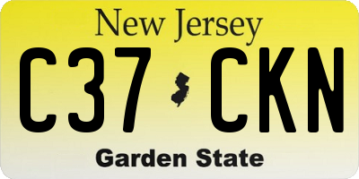 NJ license plate C37CKN