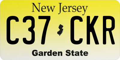NJ license plate C37CKR
