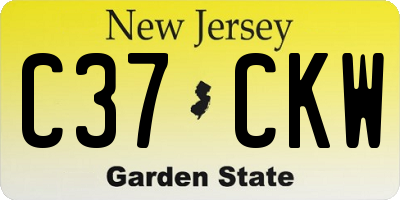 NJ license plate C37CKW