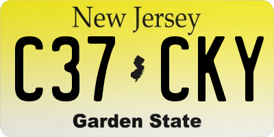 NJ license plate C37CKY