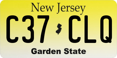 NJ license plate C37CLQ